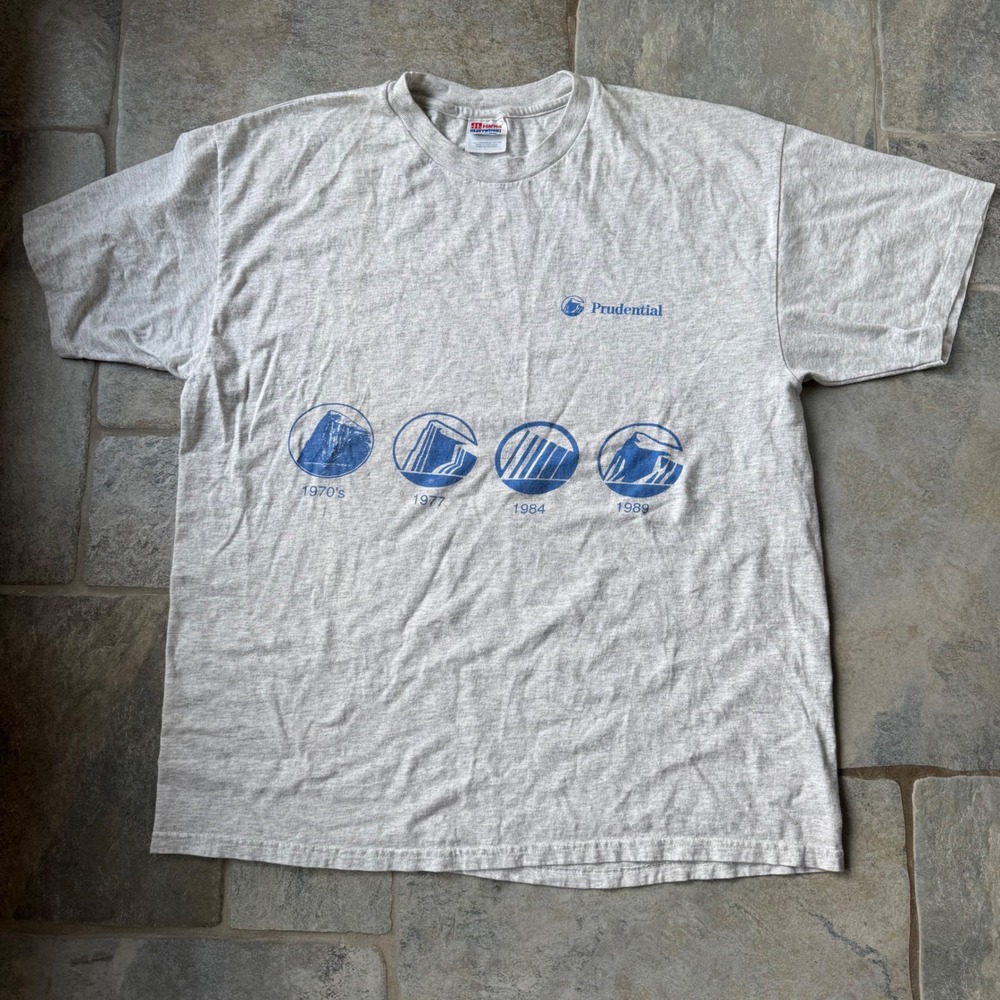 Vintage 1989 Prudential Timeline Logo T-Shirt XL USA Made Gray Promo Tee‎